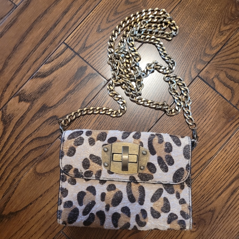 NWOT Leopard Print Chain Shoulder/Crossover Bag or Clutch